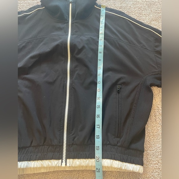 Athletic Black Bomber Track Jacket with White Trim, Full Zip, Lined, Size XS - Picture 8 of 15